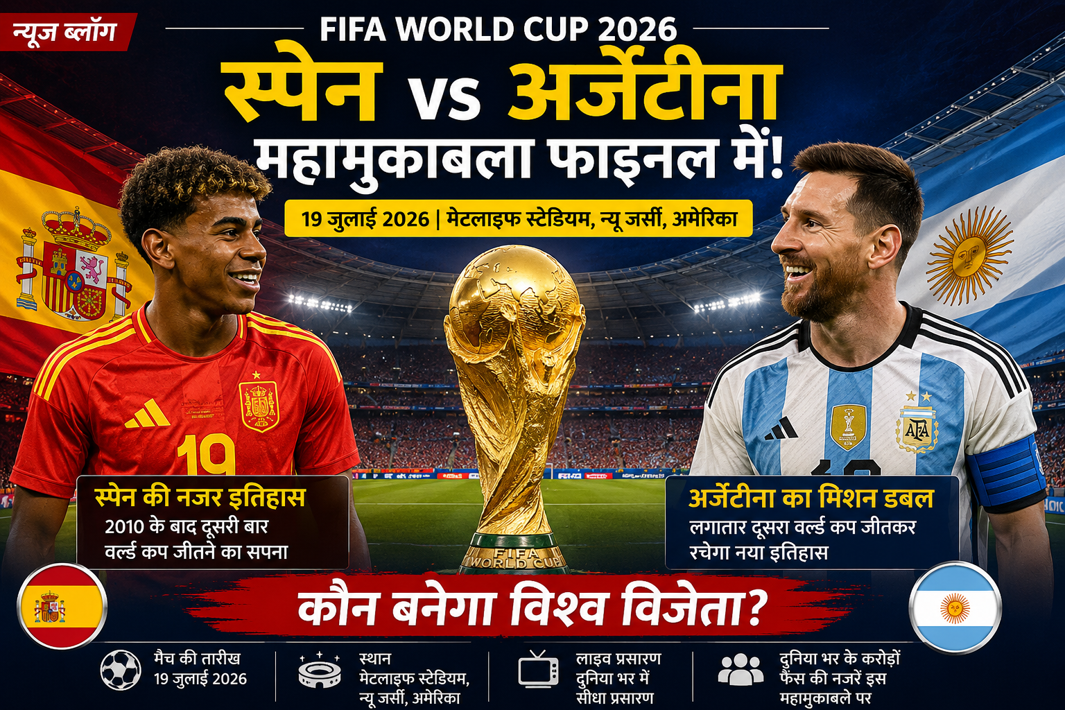 फीफा वर्ल्ड कप 2026 फाइनल: स्पेन बनाम अर्जेंटीना
