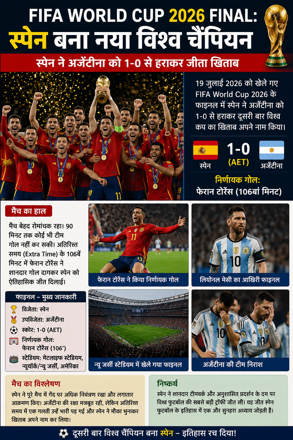 🏆 FIFA World Cup 2026 Final: स्पेन बना नया विश्व चैंपियन